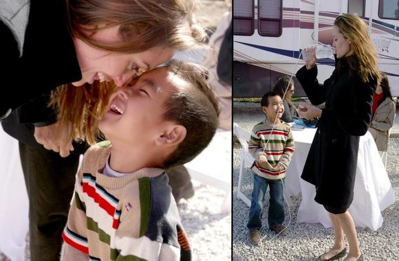 Angelina su sūnumi Naujajame Orleane.