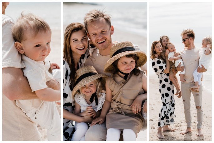 Laura ir Šarūnas Mazalai su šeima įsiamžino fotosesijoje prie Baltijos jūros / „Gabrielė Švirinė Photography“ nuotr. 