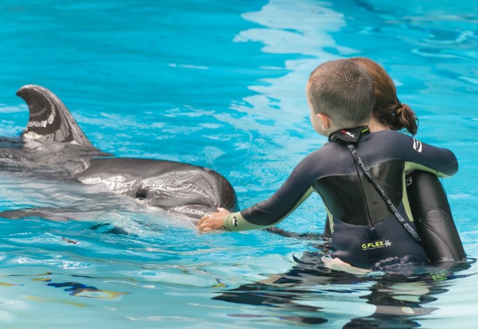 Delfinų asistuojama terapija Lietuvos jūrų muziejuje