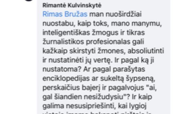 Rimo Bružo, Rimantės Kulvinskytės susirašinėjimas feisbuke