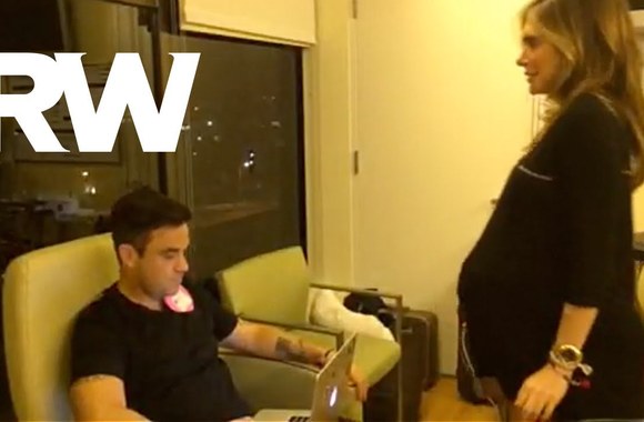 VIDEO kadras: Robbie Williamsas su žmona gimdymo palatoje