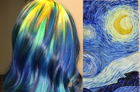 Plaukų stilistė perkelia meno kūrinių spalvas į plaukus