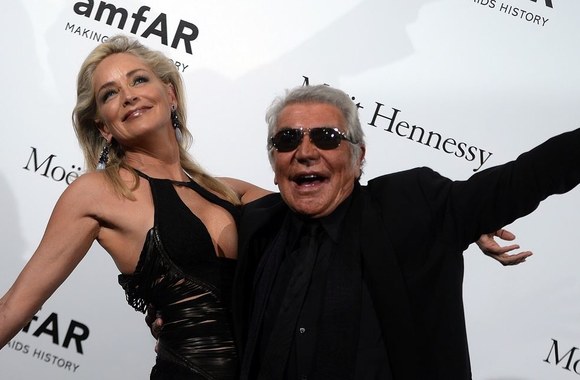 Aktorė Sharon Stone ir dizaineris Roberto Cavalli