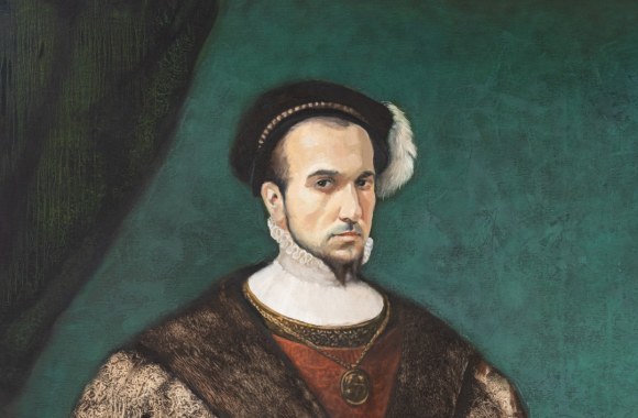 Vaidotas Valiukevičius tapo tapytojos Miglės Kosinskaitės tapyto Žygimanto Augusto ir Barboros Radvilaitės viso ūgio portreto prototipu/ Juozo Kamensko nuotr.