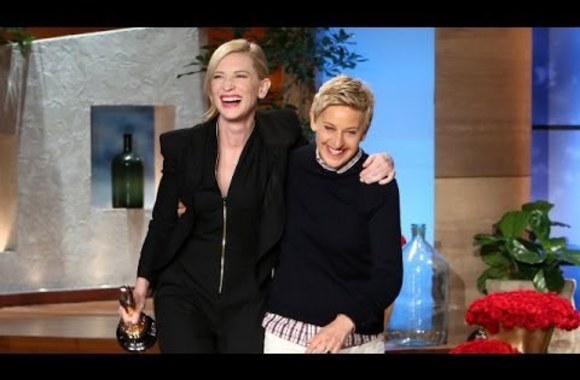 VIDEO kadras: Cate Blanchett komikės Ellen DeGeneres pokalbių laidoje