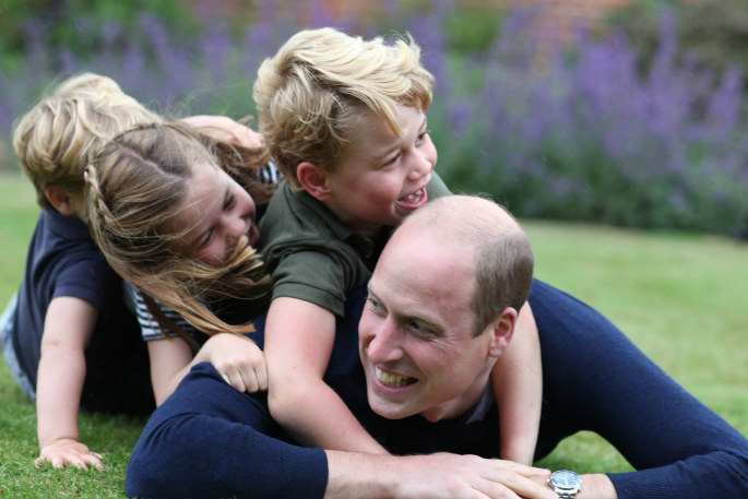 Princas Williamas su vaikais George'u, Louisu ir Charlotte/Kembridžo hercogienės Catherine nuotr.