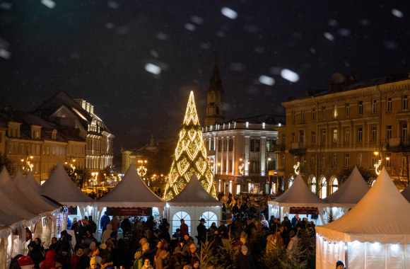 Vilniaus Rotušės aikštėje įžiebta eglė / Irmanto Gelūno nuotr.