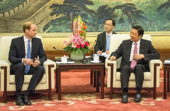 Didžiosios Britanijos princas Williamas ir Kinijos prezidentas Xi Jinpingas