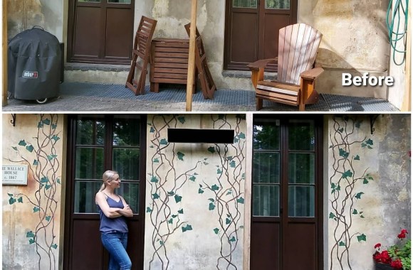 Viktorijos Arlauskienės piešinys ant sienos / Asmeninio albumo nuotr.