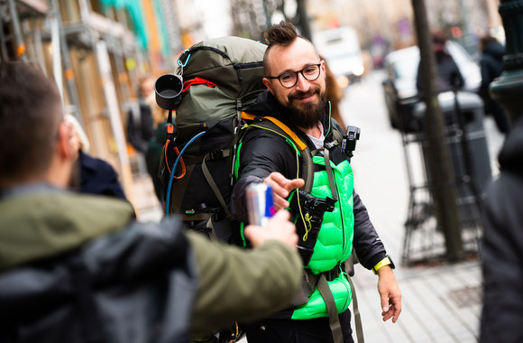 Fotografo Vytauto Dranginio kelionės pėščiomis iš Vilniaus į Alytų pradžia/M. Repečkos nuotr.