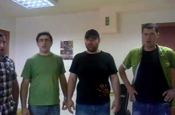 VIDEO kadras: „Chveneburebi“ vyrai gieda Lietuvos himną