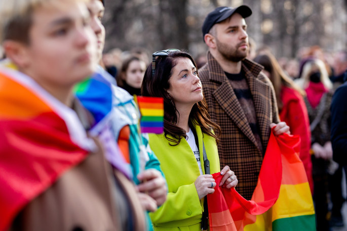 Akcijos „Už partnerystę ir lygybę visiems Lietuvoje!“ akimirka /  Luko Balandžio nuotr.