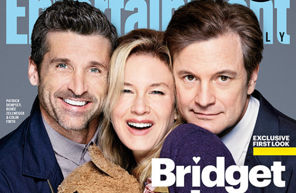 Filmo „Bridžitos Džouns kūdikis“ aktoriai Patrickas Dempsey, Renee Zellweger ir Colinas Firthas