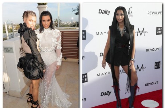 Dainininkė Fergie ir realybės šou žvaigždė Kim Kardashian, reperė Nicki Minaj