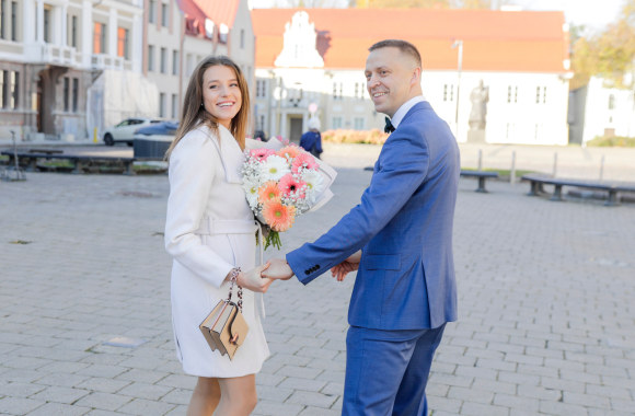 Žalgirio“ vadovas Paulius Motiejūnas ir gimnastė Karolina Sklenytė / Teodoro Biliūno nuotr.