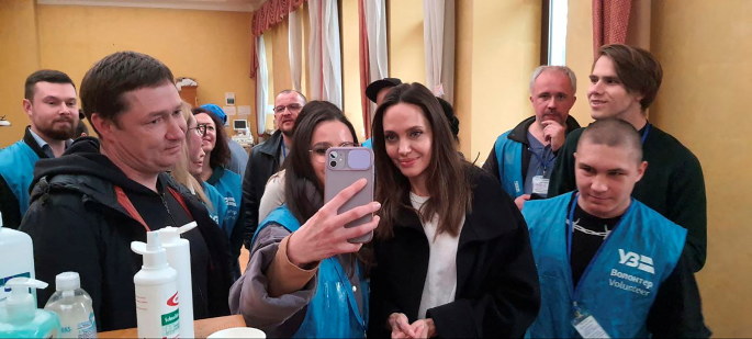 Angelina Jolie apsilankė Lvive / „Scanpix“ nuotr.
