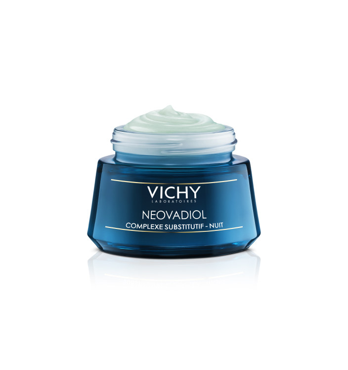 VICHY NEOVADIOL linijos produktai aktyviai veikia menopauzės paveiktą odą ir dieną, ir naktį.