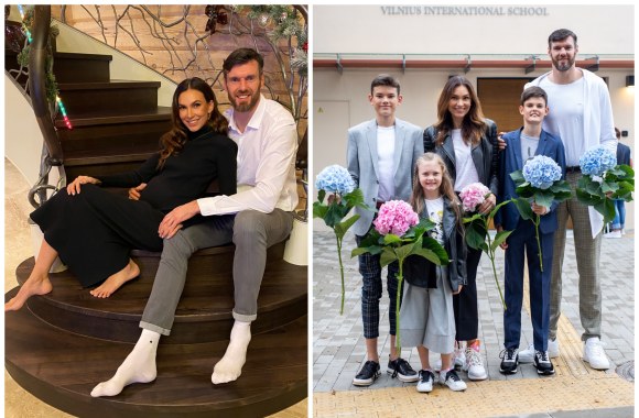 Tatjana ir Kšištofas Lavrinovičius su vaikais / Asmeninio albumo ir I.Gelūno nuotr.