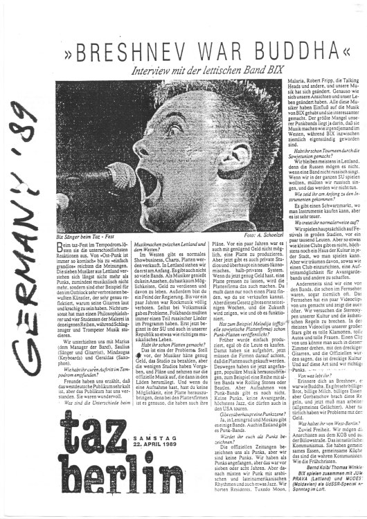 „Bix“ 1989-ųjų Vakarų Berlyno spaudoje 