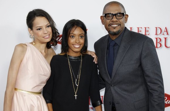 Forestas Whitakeris su žmona Keisha ir dukra Autumn