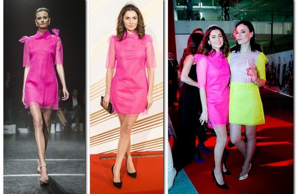 Dizainerės Agnės Kuzmickaitės kurta suknele puošėsi stilistė Agnė Jagelavičiūtė