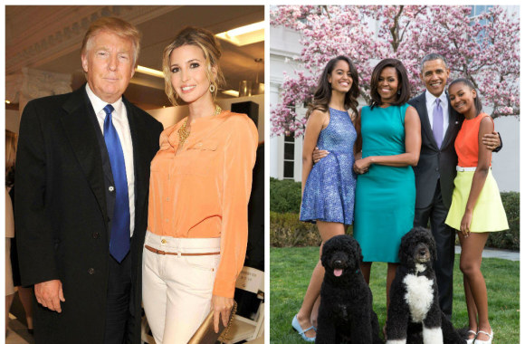 Donaldas Trumpas su dukra Ivanka Trump ir Obamų šeima