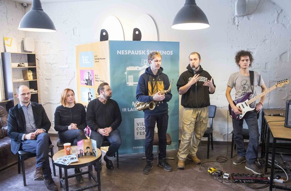 „Vilnius Comedy Fest“ spaudos konferencijos akimirka