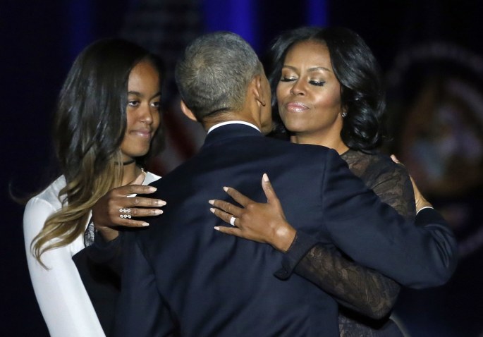 Barackas Obama su dukra Malia ir žmona Michelle / „Scanpix“/AP nuotr.