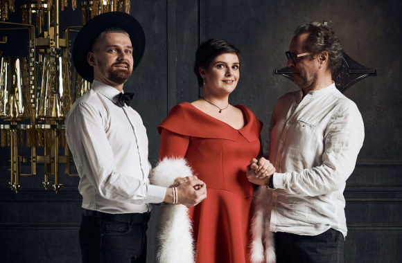 Lietuvos rusų dramos teatro vadovė Olga Polevikova ir aktoriai Dmitrijus Denisiukas bei Aleksandras Ratko / Tomo Kaunecko nuotr.