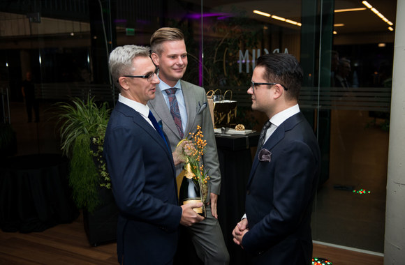 Architektas Arūnas Čižiūnas, verslininkas Mantas Šlėderis ir jubiliatas