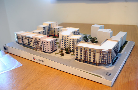 Gyvenamųjų namų kvartalo prie „Comfort“ viešbučio maketas