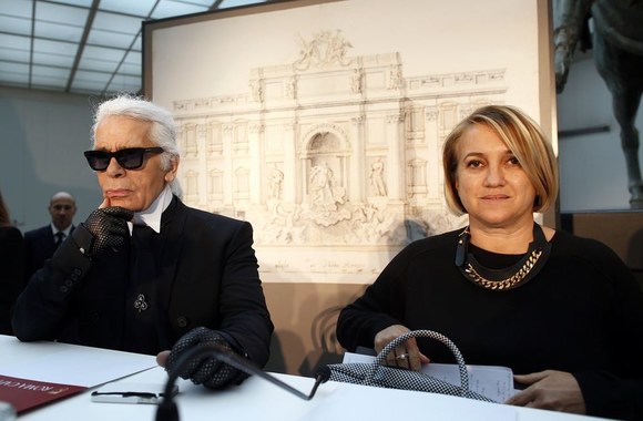 Dizaineris Karlas Lagerfeldas ir „Fendi“ kūrybos direktorė Silvia Fendi