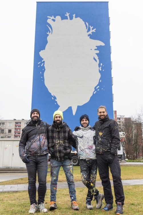 „Boa Mistura“ komanda ir jų freska „Vandenynų širdies plakimas“ / Daliaus Pacevičiaus nuotr.
