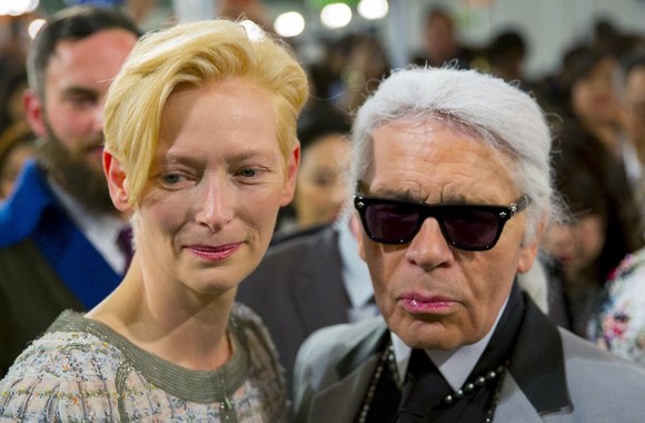 Tilda Swinton ir Karlas Lagerfeldas