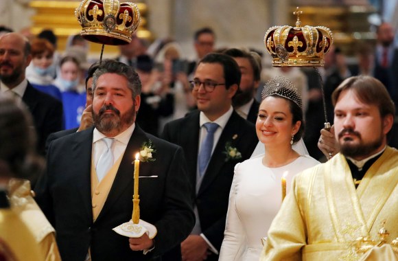 Karališkos vestuvės Rusijoje – susituokė Georgijus Romanovas ir Rebecca Virginia Bettarini / Scanpix nuotr.