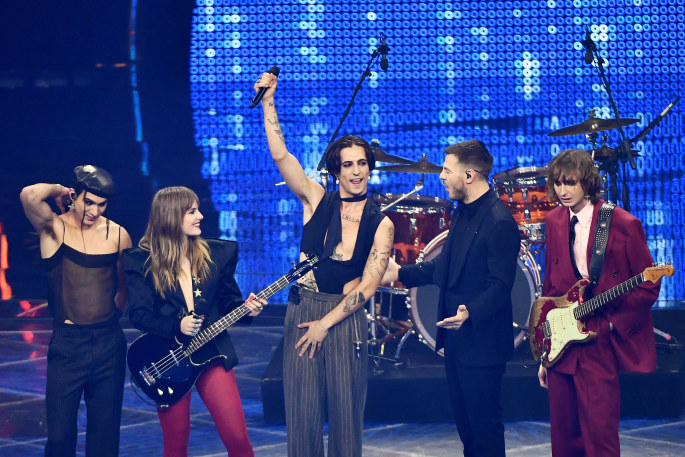 Grupė „Måneskin“ „Eurovizijos“ scenoje / Scanpix nuotr.