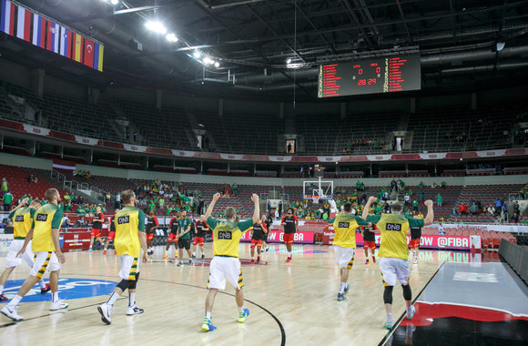 Rygos arena rungtynių su belgais metu